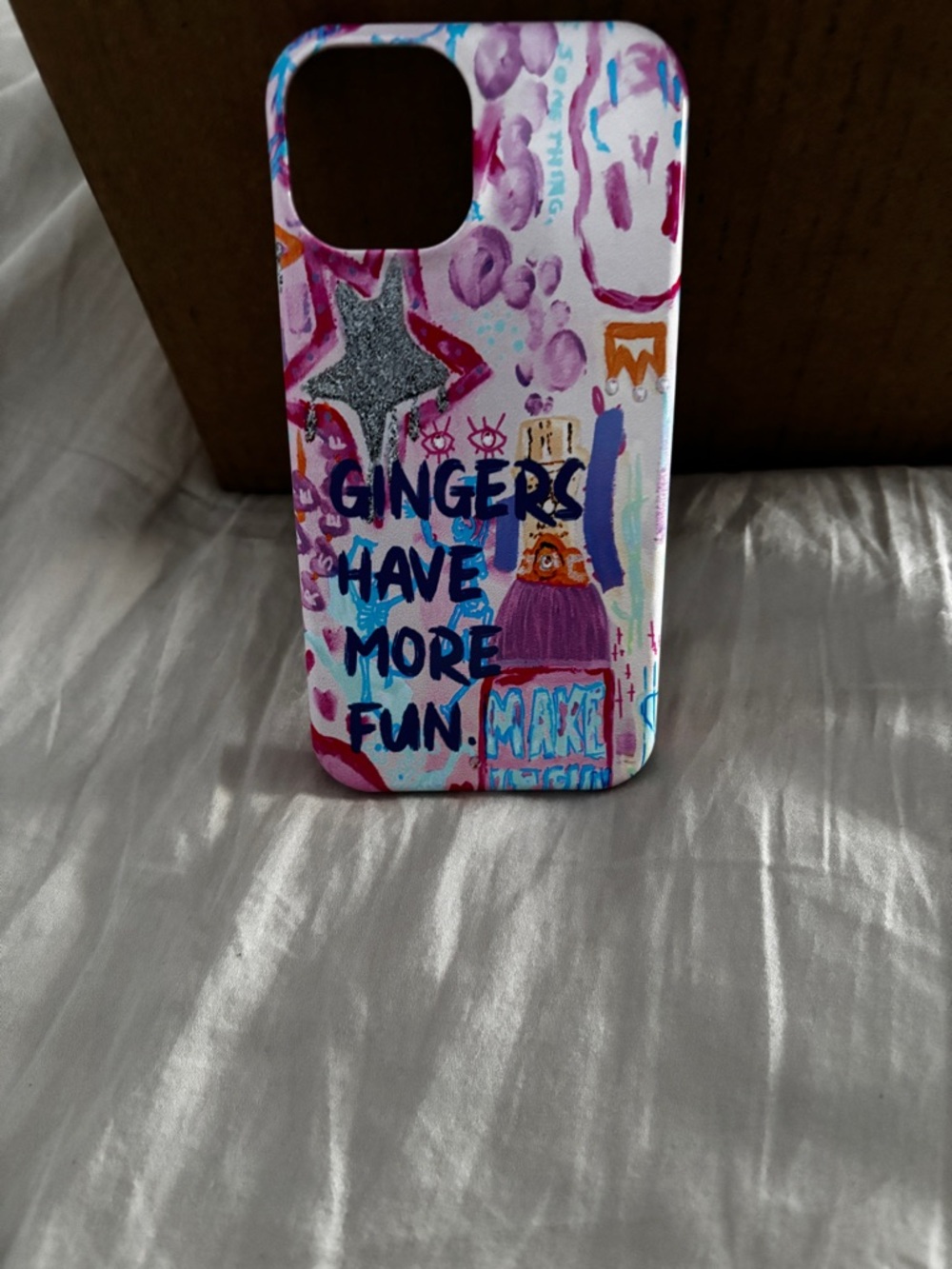 Fun Pink & Purple 'Gingers Have More Fun' Decorative iPhone 14 Case